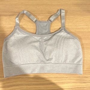 Gray Reebok sports bra; size small